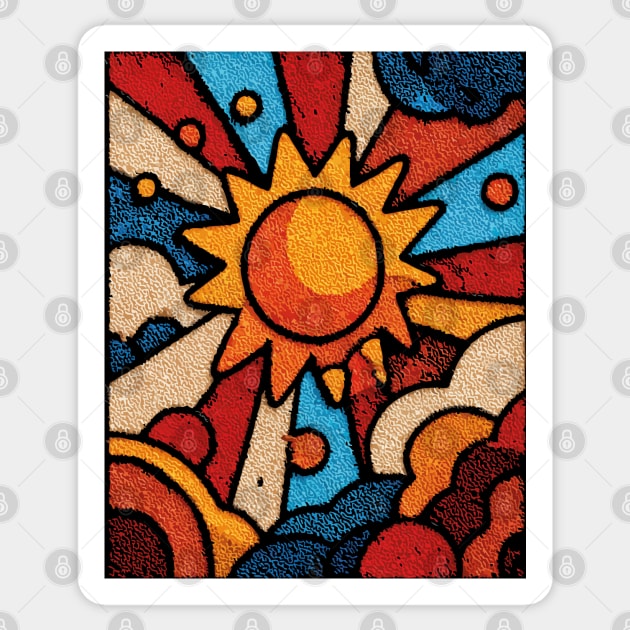 Primitive Sun | Naive Folk Art Mosaic Sticker by TuncGK